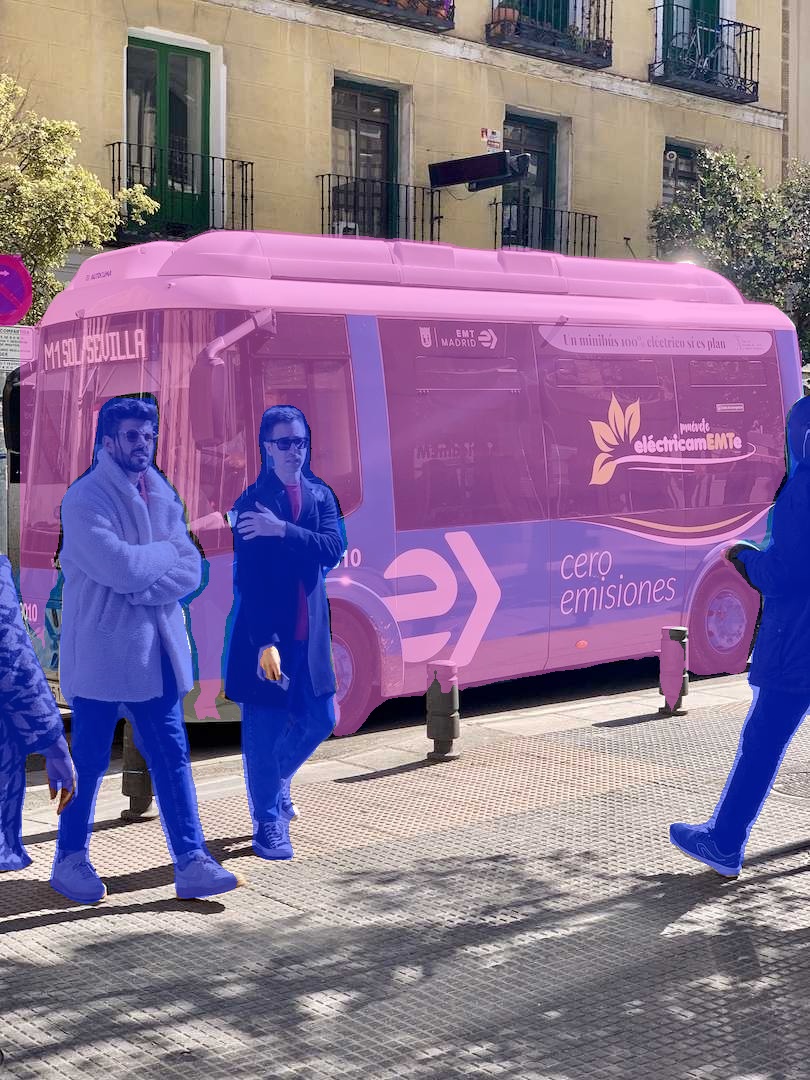 instance segmentation masks on a street scene