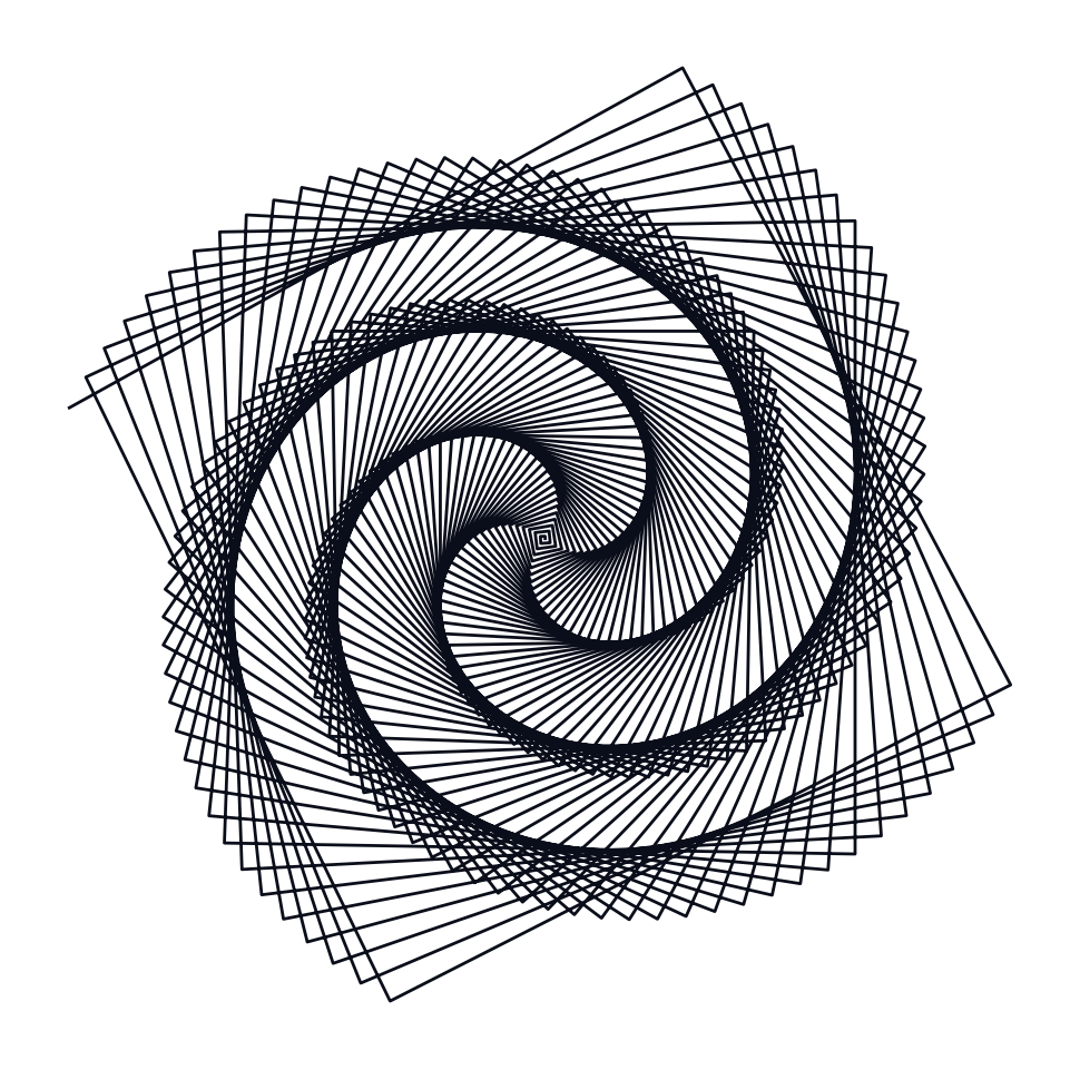 Spiral pattern drawn by the six-line turtle program